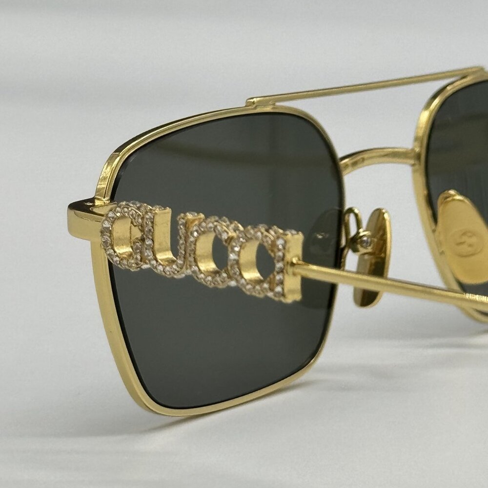 NEW GUCCI SUNGLASSES GOLD UNISEX EYEWEAR GUCCI GG1804S 001 - Picture 10 of 13